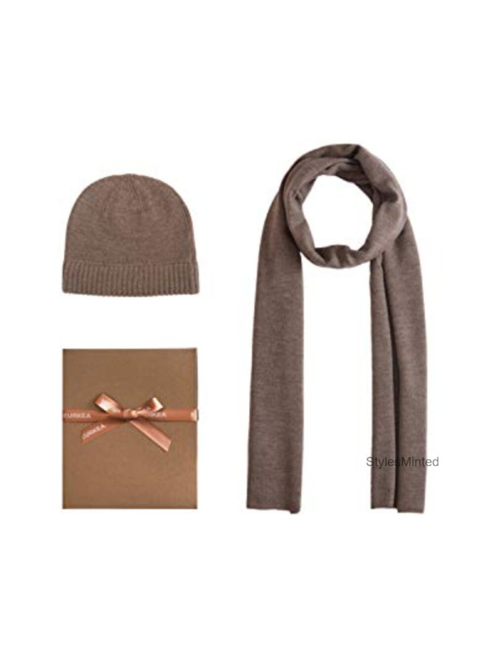 Merino Wool Scarf and Beanie Hat Set Cold Weather Gift Box